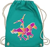 Shirtracer Turnbeutel Jute Beutel Gym Bag Rucksack - Pferde Geschenk und Reiten Zubehör - Voltigieren - bunt - Unisize - Türkis - stoffbeutel bunt - WM110