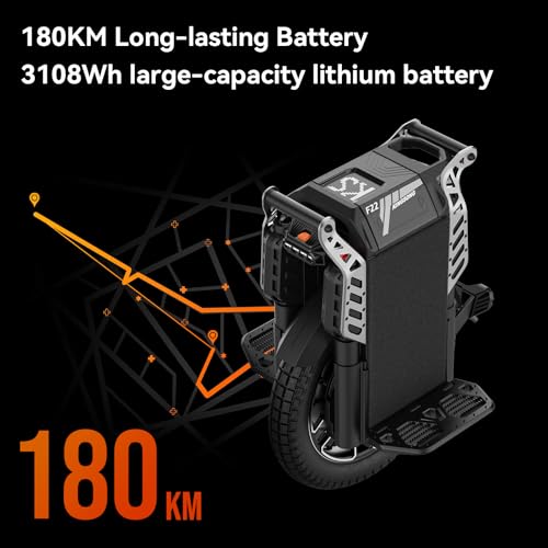 King Song F22PRO Electric Unicycle, Upgraded 180km Range EUC, 12000W Peak Motor, 100mm Suspension, UL2272 Certified Electric Unicycle for Urban Riding (Black)