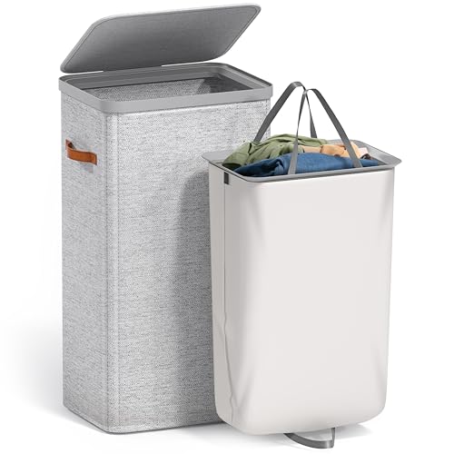 Sorbus Laundry Hamper with Lid - Collapsible Fabric Laundry Basket with Handles and Removable Laundry Bag – 26.5 Gallon (100 L) Dirty Clothes Hamper for Bedroom, bathroom and dorm (Gray) - image 1