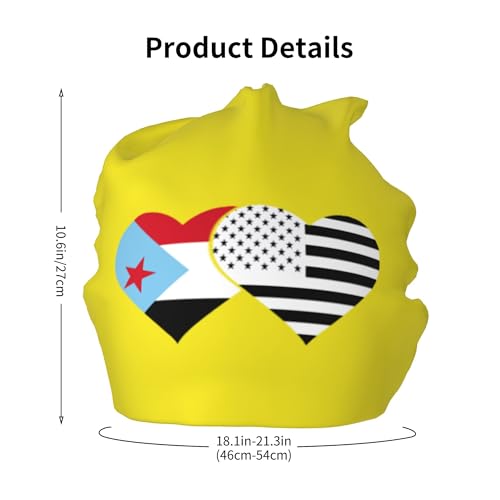 South Yemen and American Flag Children Hip Hop Knitted Hat Kids Elastic Leisure Knit Cap Warm Sleep Beanies Black2