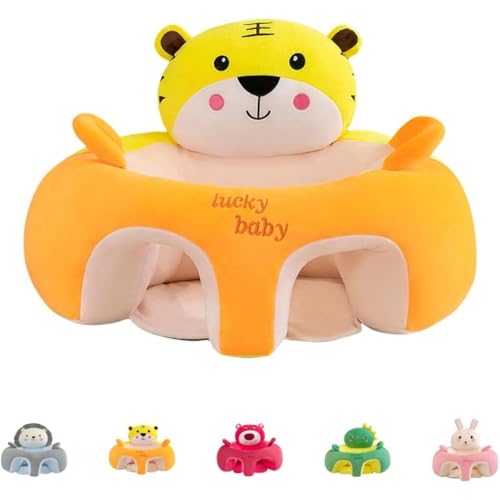 ITMEATベビーソファーお座りチェアお座り練習転倒防止クッション安定感満点幼児保護滑り止めかわいい6ヶ月〜12ヶ月ぬいぐるみふわふわおもちゃ子供用椅子お食事グッズベビー水洗い、椅子、クッション、安定性、安全、ベビー (タイガー)