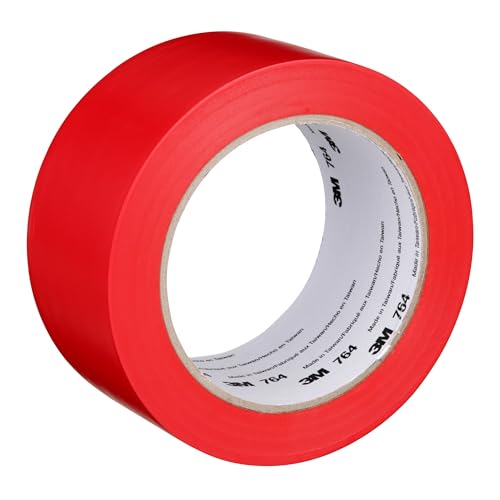 Image of 3M Vinyl Tape 764, General Purpose, 2 in x 36 yd, Red, 1 Roll, Light Traffic Floor Marking Tape, Social Distancing, Color Coding, Safety, Bundling