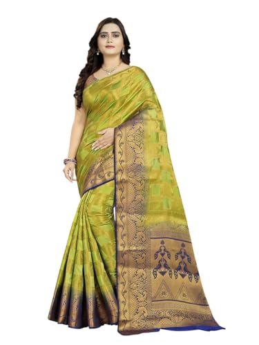 Image of Women's Banarasi Silk With Jacquard Print Saree With Blouse
