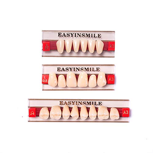 Image of Easyinsmile Dental Synthetic Resin Teeth A2 A3 False Upper Lower Teeth Replacement Dentures for Halloween (A3, Full Set 468+U67+34)
