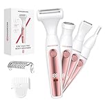MAXGROOM Rasoio Elettrico Donna, Impermeabile Depilatore Corpo Donna, Rasoio Parti Intime Kit per Viso, Corpo e Inguine con Lama Ceramica, Ricarica Rapida Type-C, Led Display