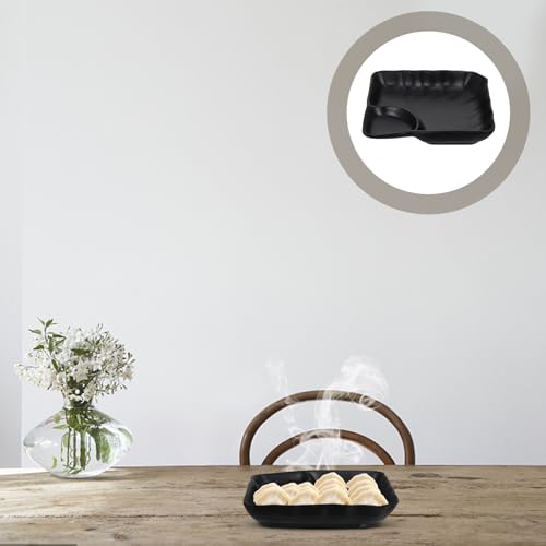 Plato para sushi y dumplings de melamina negro miniatura 3