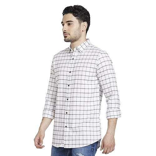 Image of Spykar Men's Regular Fit N /A Full Sleeve Checked Casual Shirts