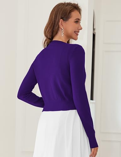 Image of LETDIOSTO Cropped Cardigan Bolero Shrug for Women, Button Down Long Sleeve Knit Sweater for Dresses,for Jeans, XS to XL