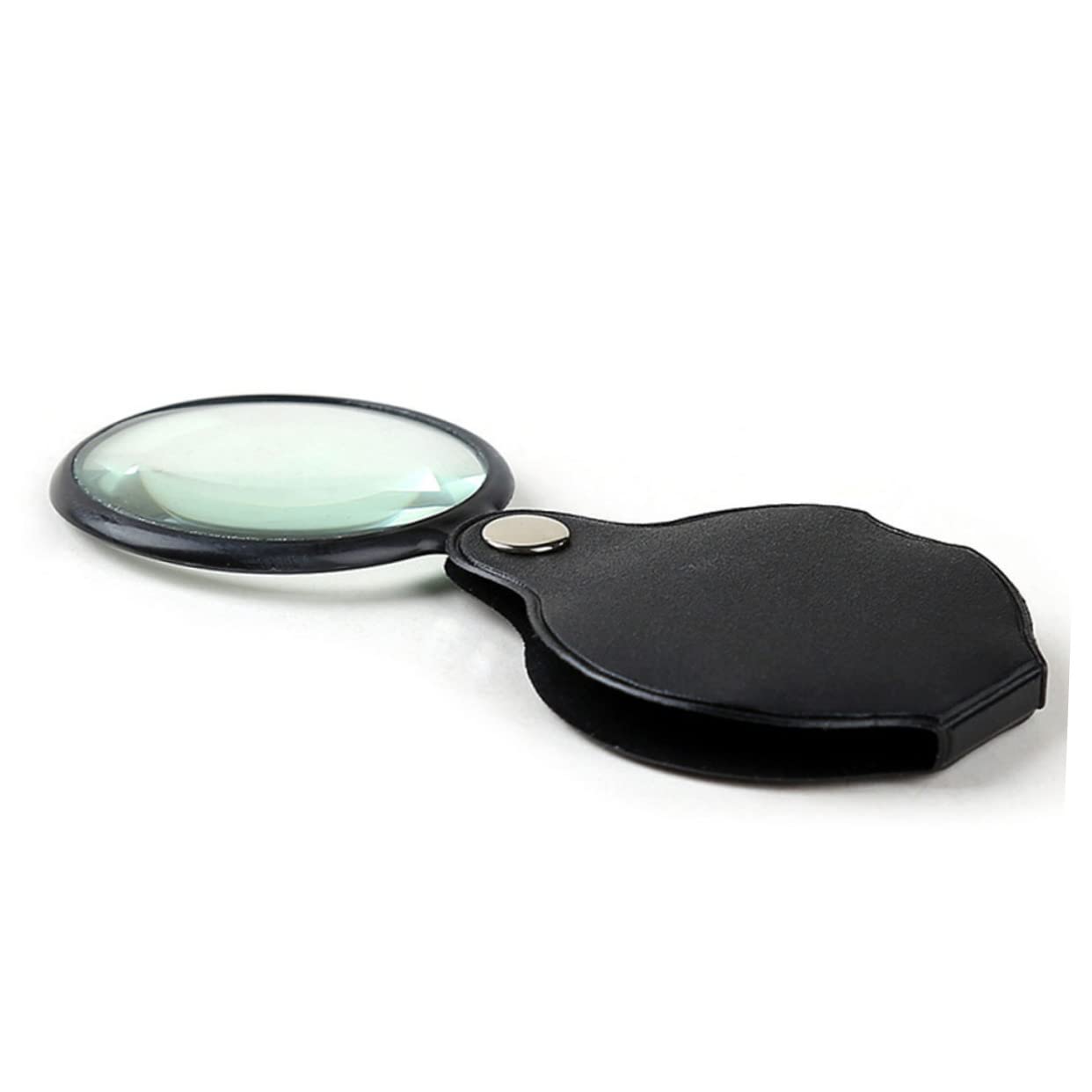 NIYANGLE 4pcs Folding Magnifying Glass Pocket Loupe with Protective Pouch for Reading Jewelry Hobbies Portable Magnifier for Inspection Black