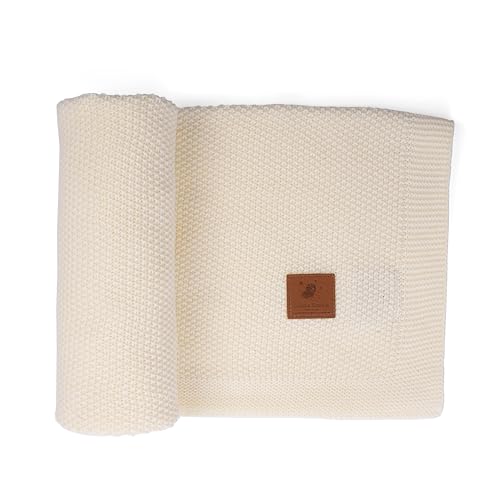 Image of Cuddle Cookie Baby Knit Blanket, 100% Cotton, 40 x 30 inches, Gift Box Included (Ivory)