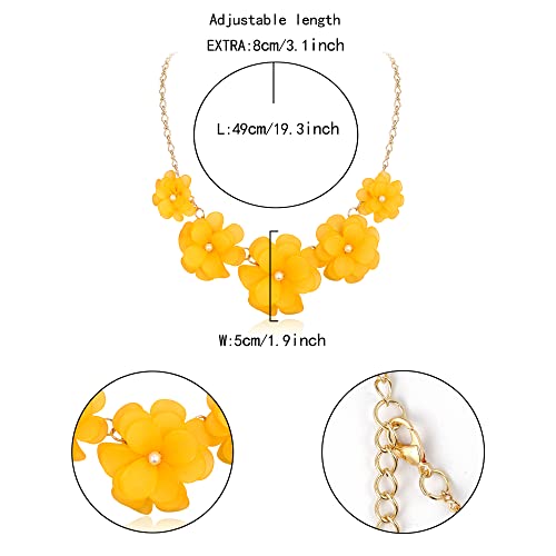 Flyonce Flower Collar Necklace, Floral Flower Statement Summer Beach Chokers Necklaces For Women Girls Dark Yellow #TOP4