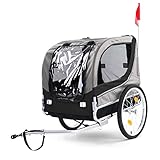 RAMROXX 39578 Fahrradanhänger Hundeanhänger klappbar für Haustiere Grau Schwarz bis 40Kg