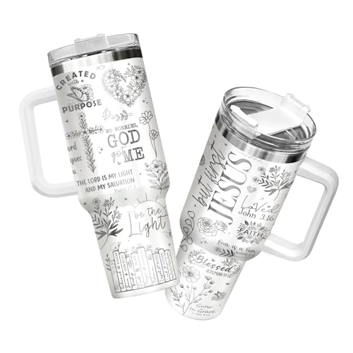 34HD Religious Inspirational Gifts for Women, 40oz Christian Tumbler with Handle and Straw, 40oz Chi...