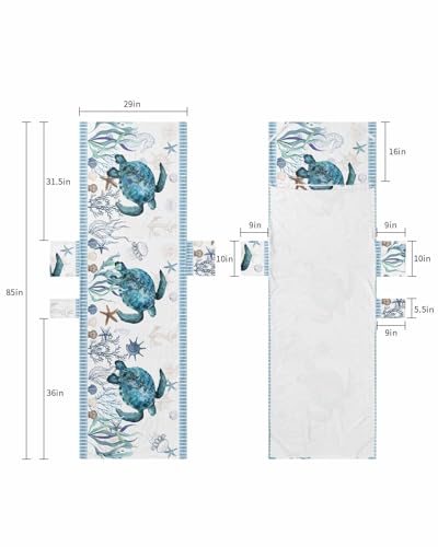 Coastal Sea Turtle Beach Lounge Chair Towel Cover, Soft Chaise Lounge Towel with Side Pockets Patio Pool Chairs Cover for Beach/Pool Sunbathing 29x85 Summer Beach Coral Nautical Ocean