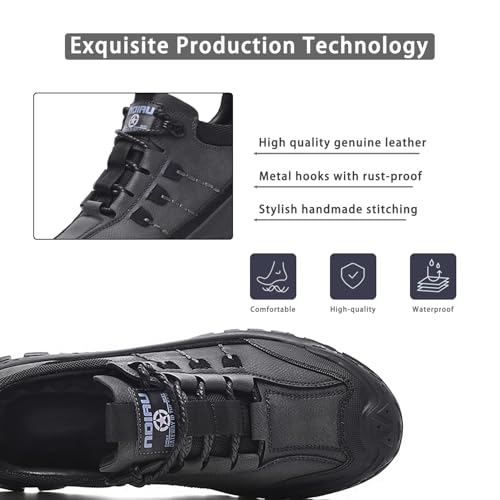 Men's Waterproof Hiking Shoes Leather Casual Walking Outdoor Work Shoes for Men3