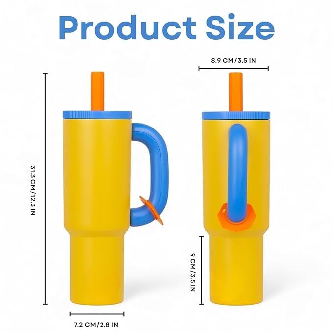 Image of Stainless Steel 1200 ml Vacuum Tumbler with Lid & Straw - Double‑Wall Insulated Cup for Travel, Gym & Office - Keeps Beverages Hot or Cold - 1.2 L Capacity (Yellow + Blue)