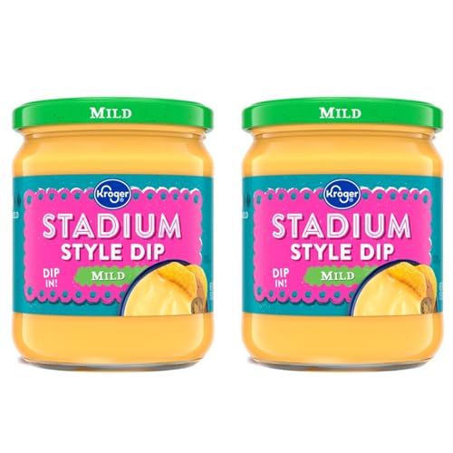 Mild Cheddar Cheese Stadium Style Dip, Creamy Nacho Cheese for Chips, Pretzels and Snacks, Ready-to-Serve Party Dip, 15 oz Jar, Pack of 2