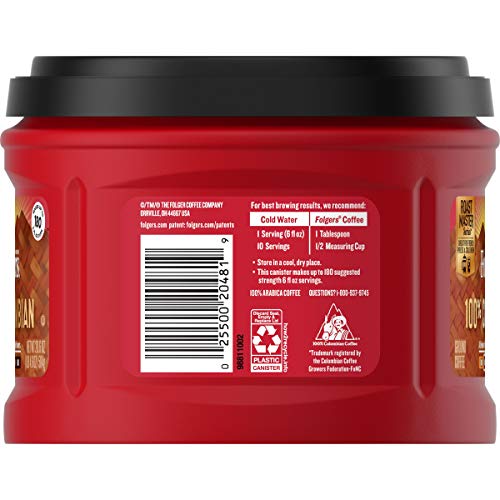 Image of Folgers 100% Colombian Medium Roast Ground Coffee, 20.6 Ounces (Pack of 3)