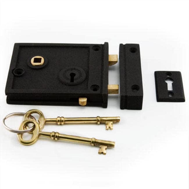 248265 Horizontal Iron Rim Lock Set with 3" Backset - Right Hand