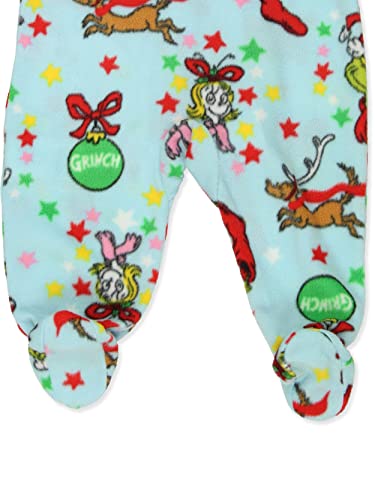 Dr. Seuss The Grinch Characters Baby Infant Footed Blanket Sleeper Pajamas (3-6 Months, Blue) #TOP3