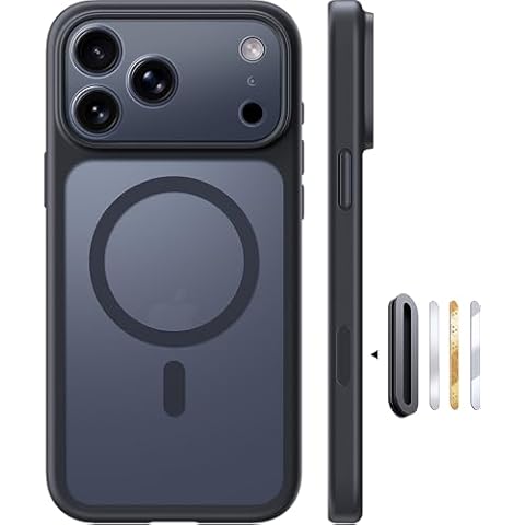 TOCOL for iPhone 17 Pro Max Case with Camera Control Capture Button, Compatible with Magsafe Charger, Built-in Magnetic Ring, Translucent Matte Phone Case for iPhone 17 ProMax 6.9 inch (Key Black) Cover