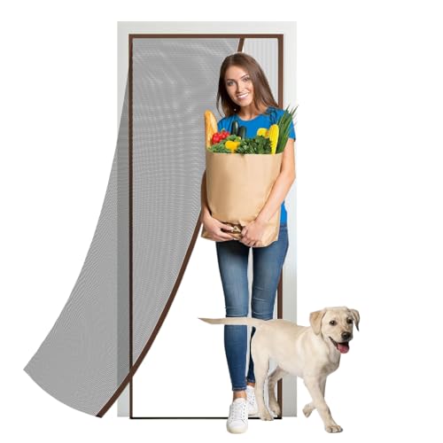 Image of HASTHIP Magnetic Screen Door 39.27x 78.74 Inches Mesh Screen Door Mosquito Proof Self Sealing