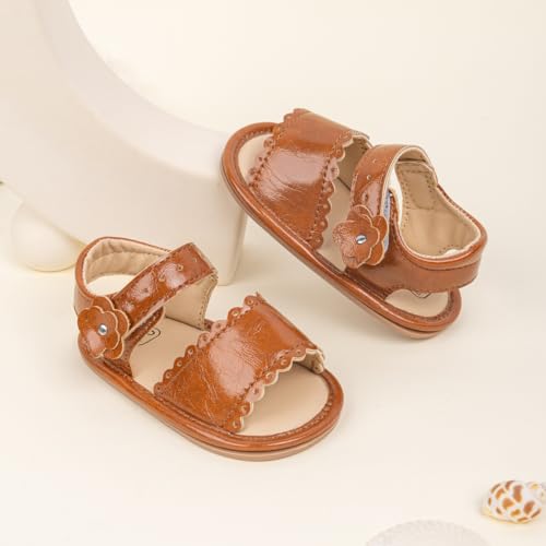 Image of Babelvit Infant Baby Girl Boy Sandals Comfort Premium Summer Outdoor Casual Beach Shoes with Flower Bowknot Anti Slip Rubber Sole Newborn Toddler Prewalker First Walking Shoes