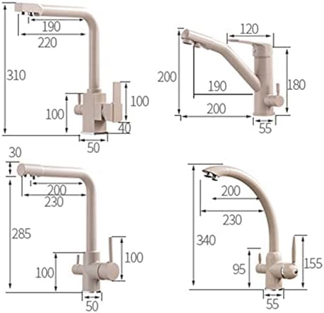 Mitigeur d'eau potable 3 en 1 avec double levier pour évier avoine - 2