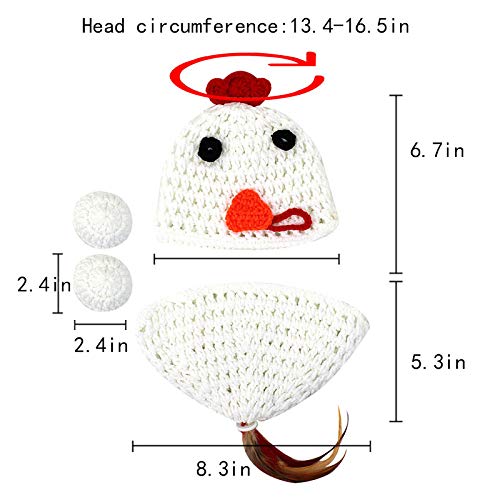 Baby Crochet Chick Outfit Newborn Photography Props Handmade Knitted Hat Diaper Suit Infant Accessories (0-3Months)3