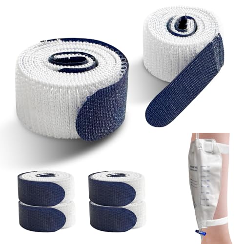 4 Packs Leg Bag Straps(Blue), Urine Drainage Bag Strap Catheter Leg Bag Straps with Soft Elastic...