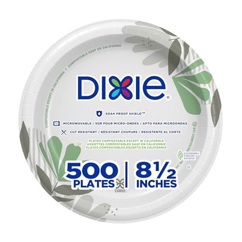 Dixie 8.5 Inch Medium-Weight Paper Plates By GP PRO Pathways Design 500 Count (125 Disposable Plates Per Pack 4 Packs Per Case) UX9WS