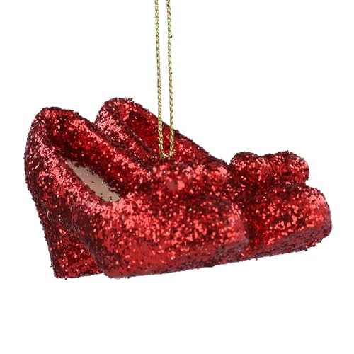 Gisela Graham Ruby Red Glitter Slippers Christmas Tree Decoration