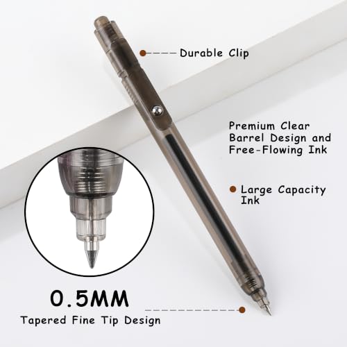 SHTROOR 8-Pack Retractable Gel Pens, 0.5mm Fine Point Quick-Dry Black Ink, Smudge-Proof Smooth Writing for Journaling Note-Taking, Cute Aesthetic Office School Supplies, Gift for Women Nurses Teachers - Image 4