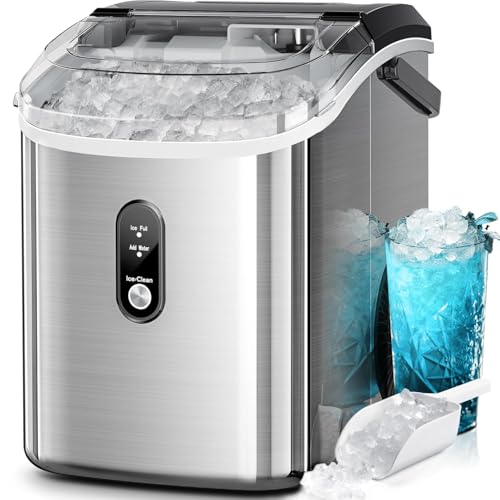 Kismile Nugget Ice Makers Countertop, 35Lbs/24H, Portable Sonic Ice Machine