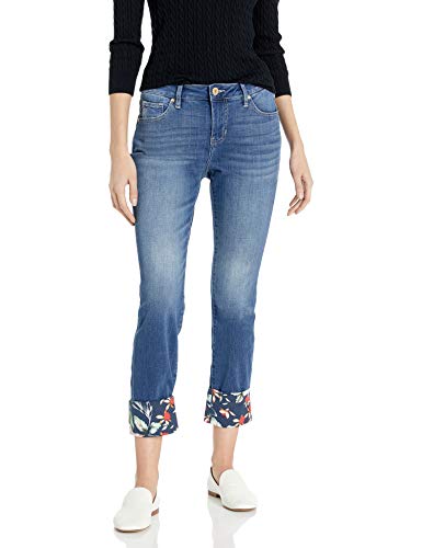 Jag Jeans Women's Carter Girlfriend w/Floral Cuff Jean, Brilliant Blue, 8