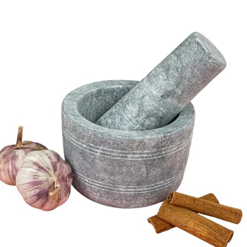 Pilão Socador Almofariz em Pedra Natural para Temperos, Uso Gourm...