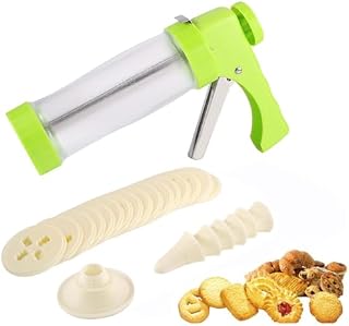 Máquina para hacer galletas con 16 discos de prensa y 6 puntas de glaseado, herramienta para hacer galletas Spritz para churros, chocolate y dulces
