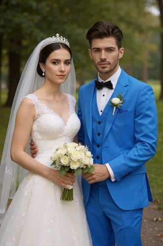 Men's 3 Piece Suit Regular Fit Two Button Wedding Prom Tuxedo Men Casual Wedding Suit Jacket Vest & Pants2