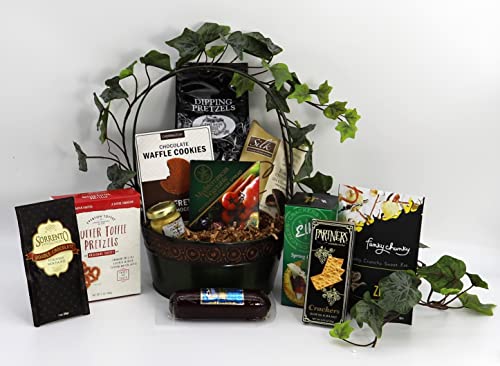 Gift Basket Village: St. Paddy’s Day Gourmet Delights – Cookies, Pretzels, Cheese, Salami & More