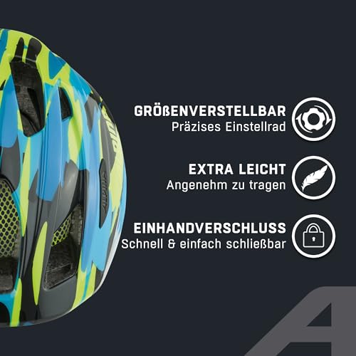 Foto von ALPINA PICO Flash - Beleuchteter, Leichter & Bruchfester Fahrradhelm Mit Fliegennetz Für Kinder, neon-Blue Green Gloss, 50-55 cm