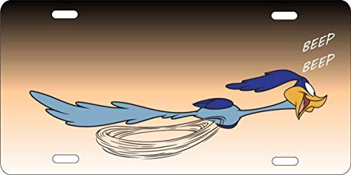 Rainincs Road Runner License Plate Frame with Color Inlays 12 x 6 Inches