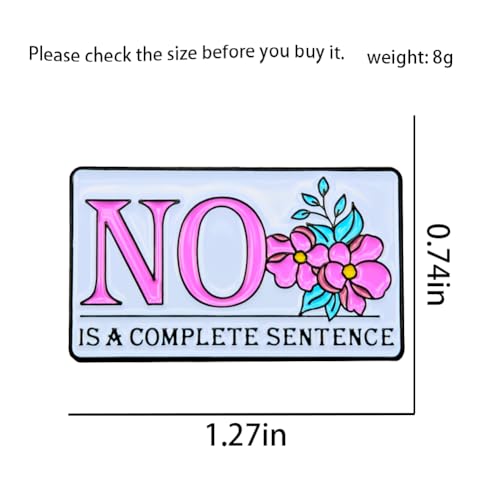 Image of Enamel Pin,No Is A Complete Sentence Lapel Pin,Humorous Badge Gift For Teens Interns Students Partners Family Member Friends Freshman DIY Decor Jacket Canvas Bag Backpack Lanyards Accessory