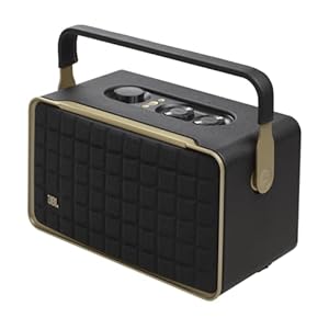 JBL Authentics 300 Portable Smart Home Speaker with Built-In Wi-Fi and Music Streaming, Voice Assist and Bluetooth Connectivity, Retro Design in Black