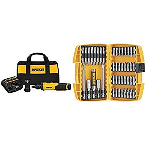 DEWALT DCF681N2 8V Max Gyroscopic Screwdriver with Conduit Reamer with DEWALT DW2166 45 Piece Screwdriving Set with Tough Case