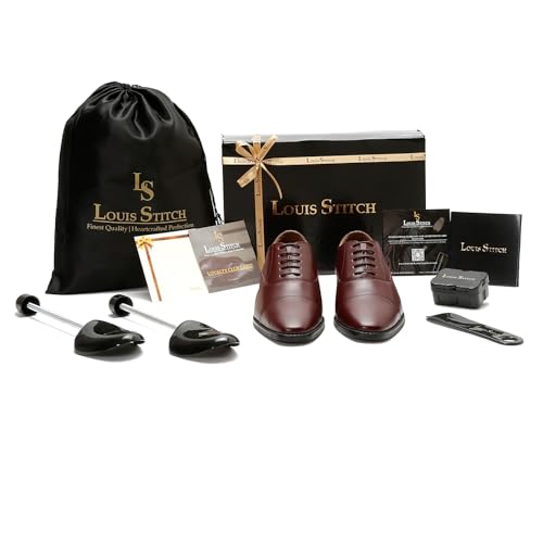 Image of LOUIS STITCH Men's Italian Leather Formal Derby Shoes Comfortable Handcrafted Formal Lace Ups for Men (RXCT)