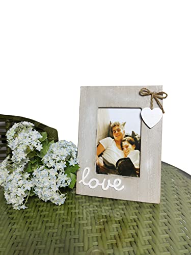H.q.y Home Heart Picture Frame 4X6 For Love Holds A Handmade Wicker Heart-Vertical Photo Frame For Family Couple Friend-Table And Wall Decor, Wood, 6.65X9Inches #TOP1