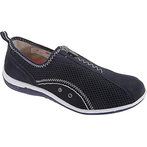 Ladies Navy Zip and Elastic Gusset Leisure Casual Shoe - Navy - size UK Ladies Size 6 Cover