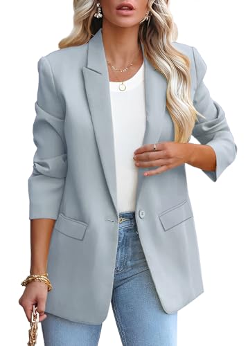 Womens Casual Loose Blazers Long Sleeve Pockets Work Office Jacket Blazer