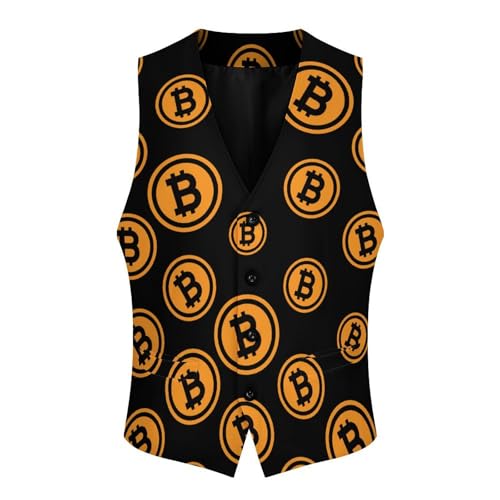 Bitcoin Logo Funny Men's Formal Suit Vest Casual Business Dress Waistcoat Printed Vest Slim Fit3