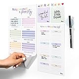 Dry Erase Fitness, Meal, and Grocery Planning Kit - Clings to Stainless Steel & Glass. Includes Tackie Marker, Pen Holder, and Label Pack. USA Made